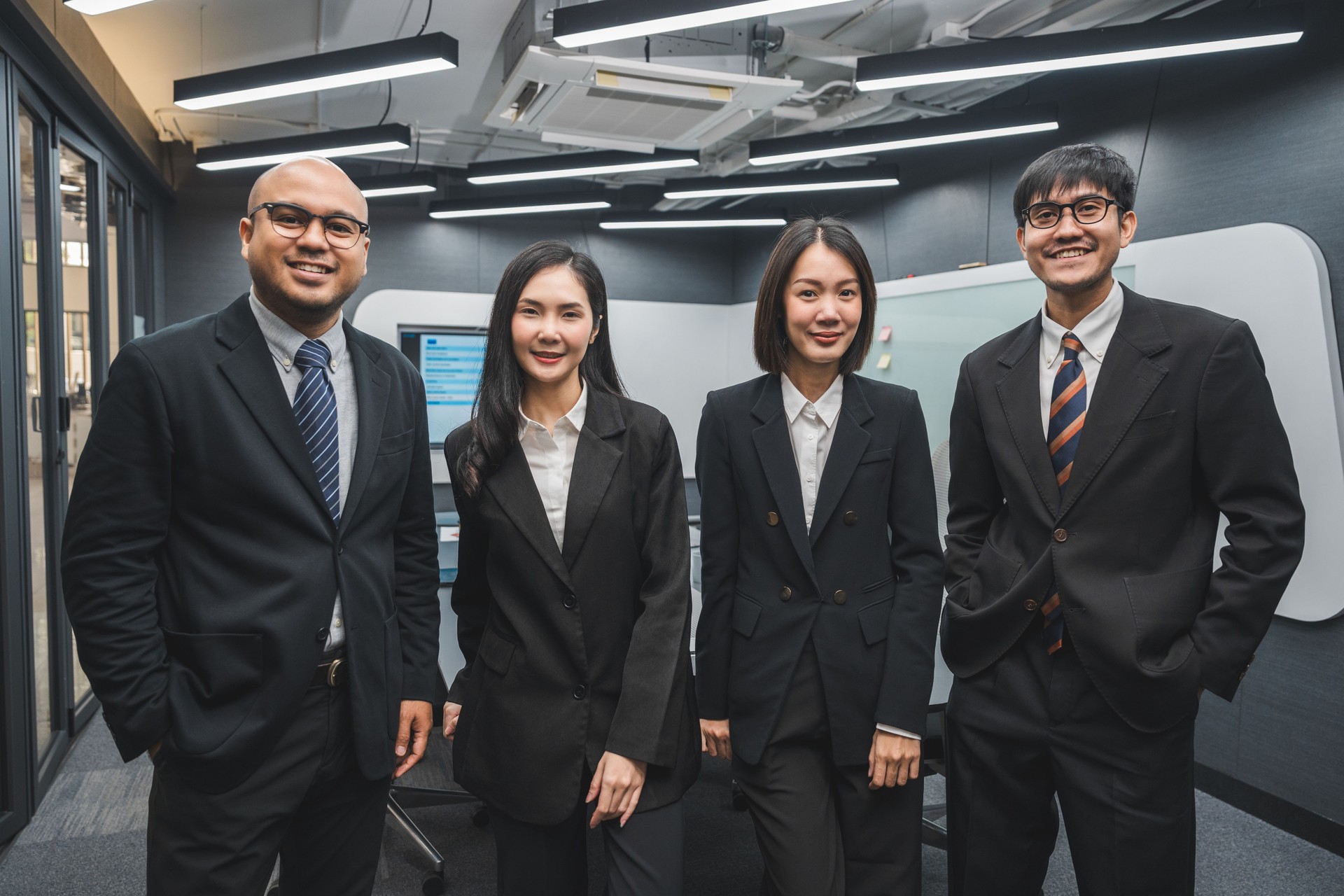 Asian business people team analyzing statistics financial. Group Team of ceo business man and woman Meeting Conference Discussion various topic. Executive professional managers Corporate in office.